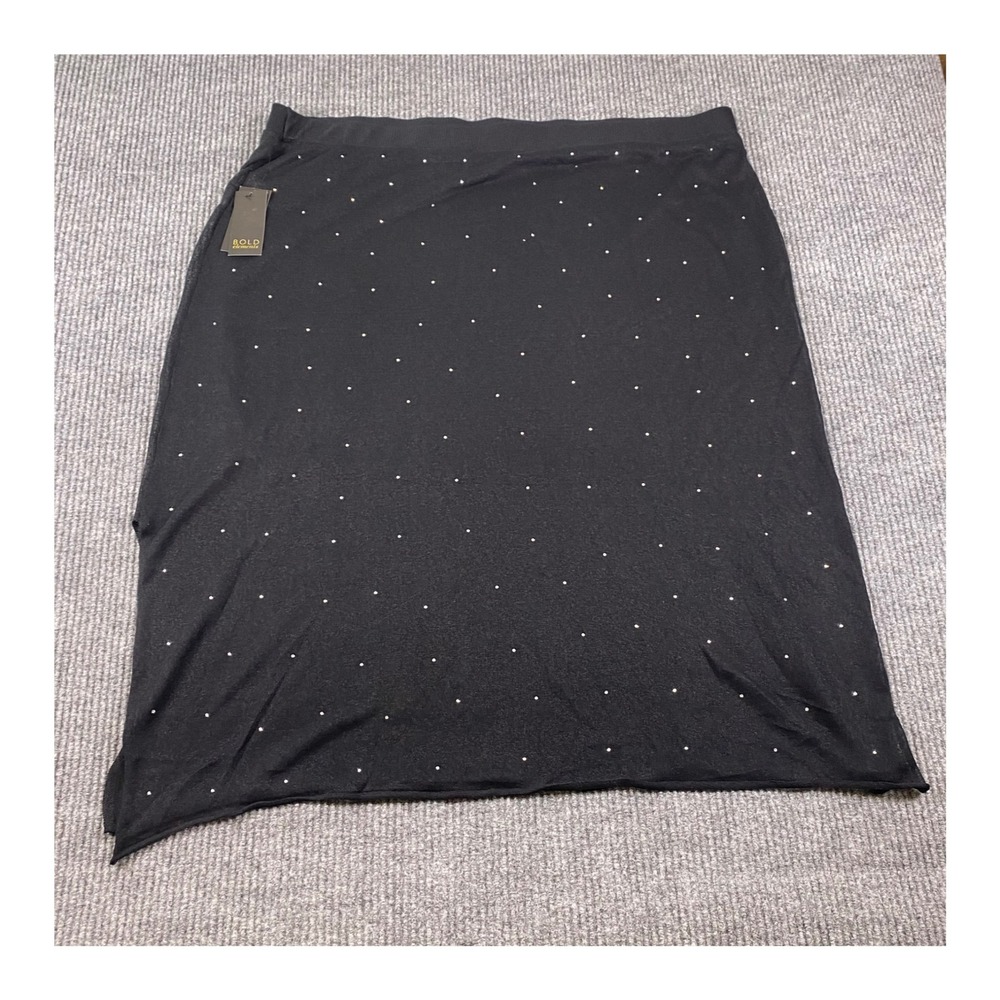 Bold Elements Skirt Woman 3X Black Rhinestone Asymmetric Hem Plus Size Party NEW
